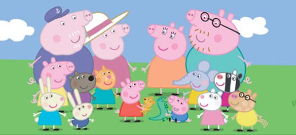 Peppa Pig con su familia y amigos