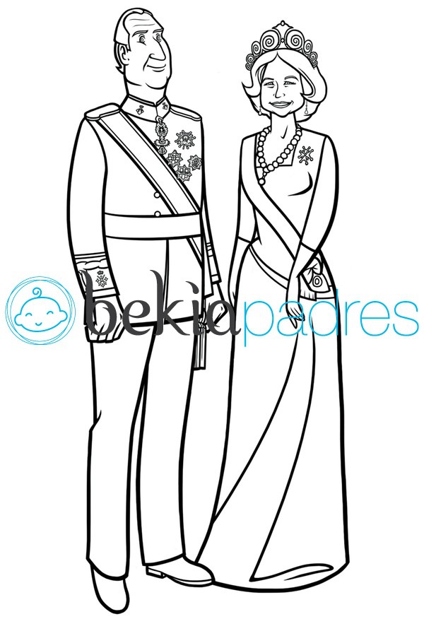 Rey Juan Carlos y Reina Sofa dibujo para colorear