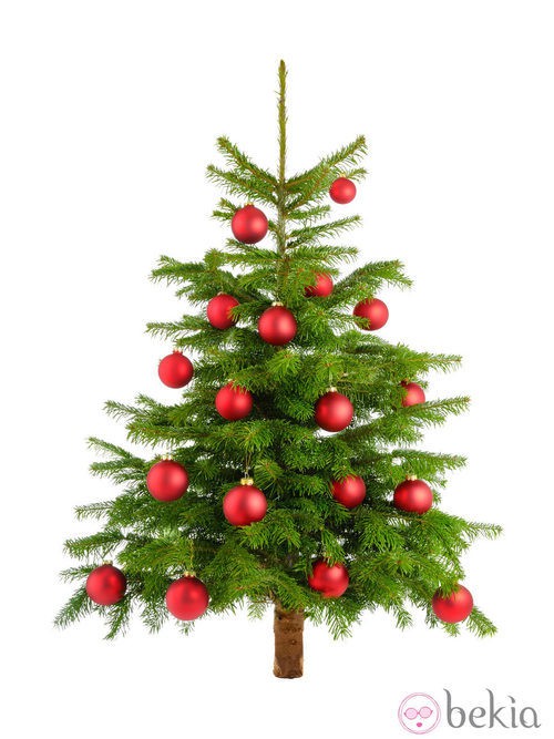 Árbol de Navidad decorado con bolas rojas