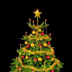 Árbol de Navidad decorado con adornos dorados y rojos