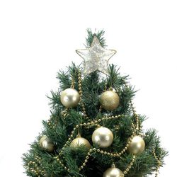 Árbol de Navidad decorado en color dorado